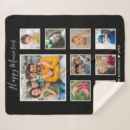 Creëer Uw eigen 9-serie Foto Collage Black Sherpa Deken (Voorkant (horizontaal))