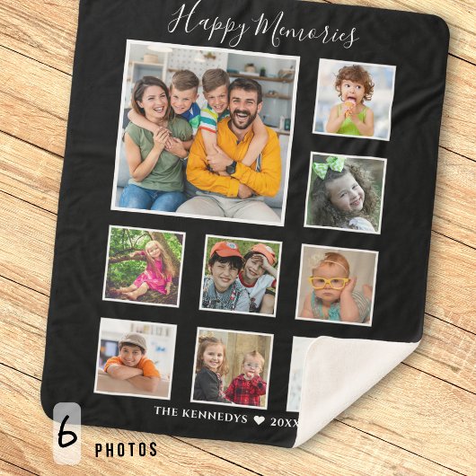 Creëer Uw eigen 9-serie Foto Collage Black Sherpa Deken