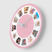Creëer Uw eigen Aangepast 12 Foto Collage Baby Gir Grote Klok (Hoek)