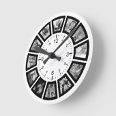 Creëer Uw eigen Aangepast 12 Foto Collage Modern Ronde Klok (Hoek)