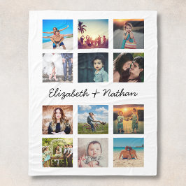 Creëer Uw eigen Aangepast 12 Fotocollage-toetsenbo Fleece Deken