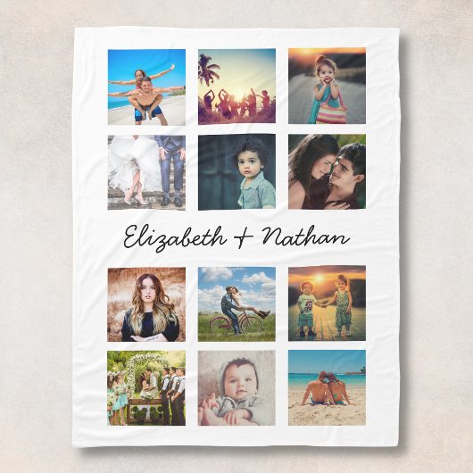 Creëer Uw eigen Aangepast 12 Fotocollage-toetsenbo Fleece Deken