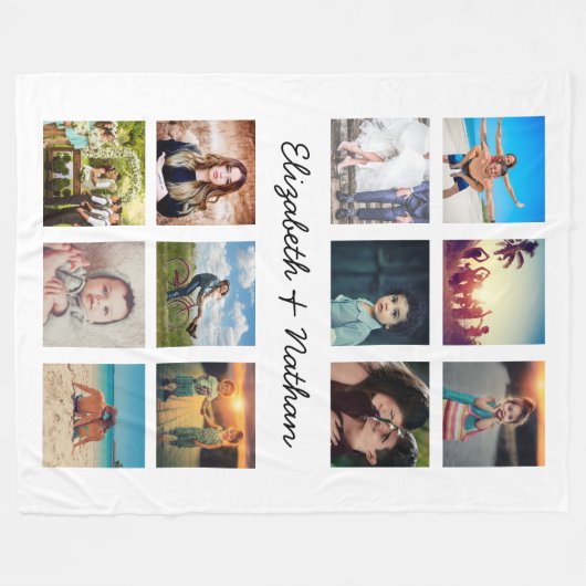 Creëer Uw eigen Aangepast 12 Fotocollage-toetsenbo Fleece Deken (Voorkant (Horizontaal))