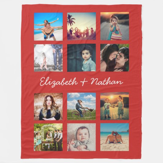 Creëer Uw eigen aangepast 12 Fotoverzamelherinneri Fleece Deken (Voorkant)