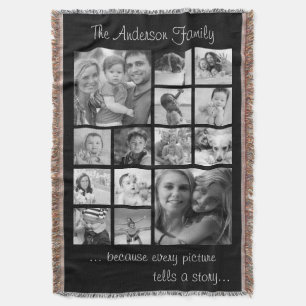 Creëer Uw eigen Aangepast 14 Familie Foto Collage Deken