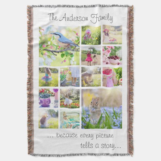 Creëer Uw eigen Aangepast 14 Familie Foto Collage Deken (Voorkant Verticaal)