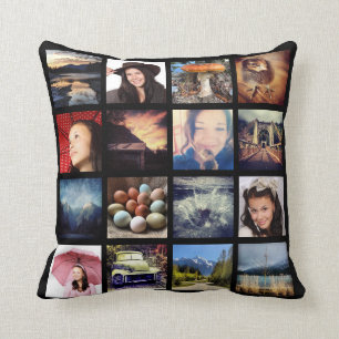 Creëer uw eigen Aangepast 16 Instagram Foto Collag Kussen