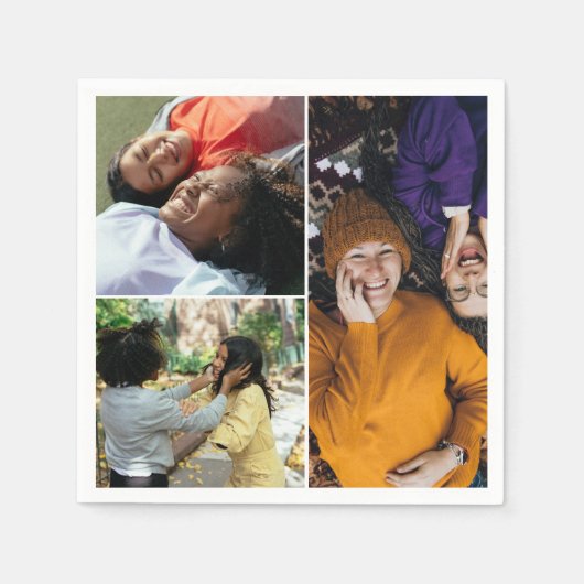 Creëer Uw eigen Aangepast 3 Fotocollage Servet (Voorkant)