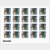 Creëer Uw eigen Aangepast 4 Fotocollage Vierkante Sticker (Vel)