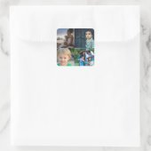 Creëer Uw eigen Aangepast 4 Fotocollage Vierkante Sticker (Tas)