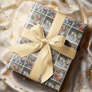 Creëer Uw Eigen Aangepast 4 Fotoraster Cadeaupapier