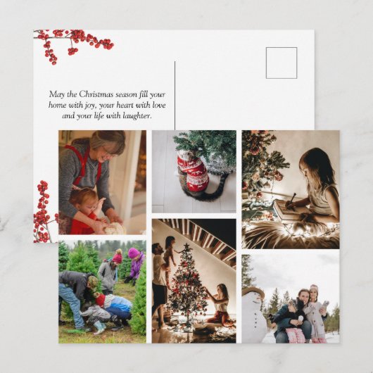 Creëer Uw eigen Aangepast 6 Kerstcollage voor foto Feestdagenkaart (Voorkant / Achterkant)