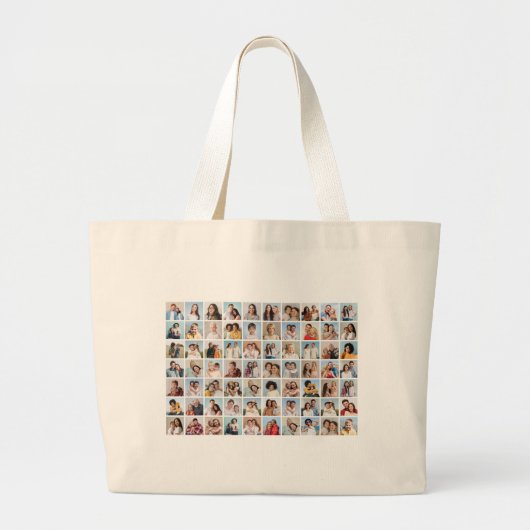 Creëer Uw eigen Aangepast 70 Fotocollage Grote Tote Bag (Voorkant)