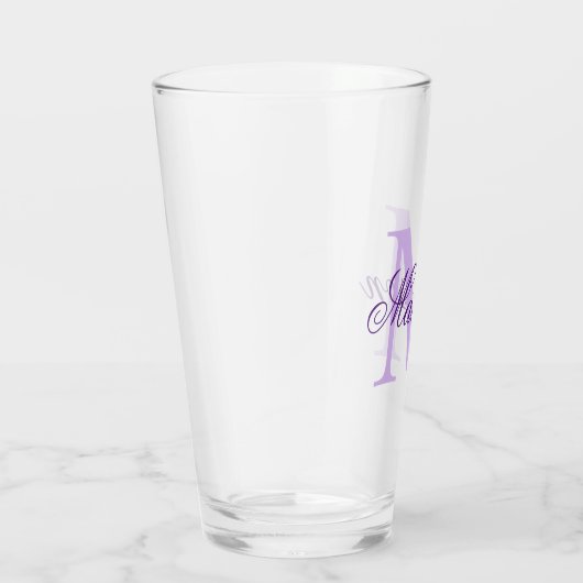 Creëer uw eigen aangepast monogram en noem Paars Glas (Rechts)