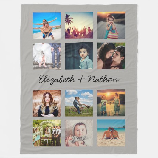 Creëer Uw eigen aangepaste 12 fotocollage-reeks Fleece Deken (Voorkant)