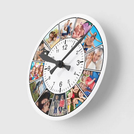 Creëer Uw eigen aangepaste 12 fotocollage-reeks Ronde Klok (Hoek)