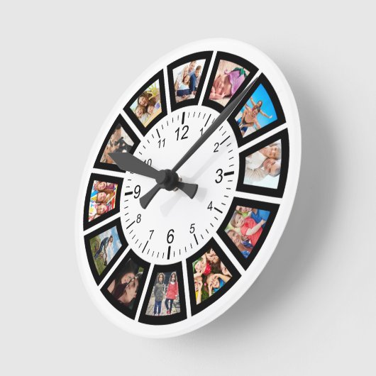 Creëer Uw eigen aangepaste 12 fotocollage-reeks Ronde Klok (Hoek)