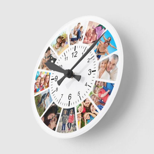 Creëer Uw eigen aangepaste 12 fotocollage-reeks Ronde Klok (Hoek)