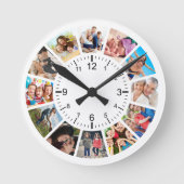 Creëer Uw eigen aangepaste 12 fotocollage-reeks Ronde Klok (Voorkant)