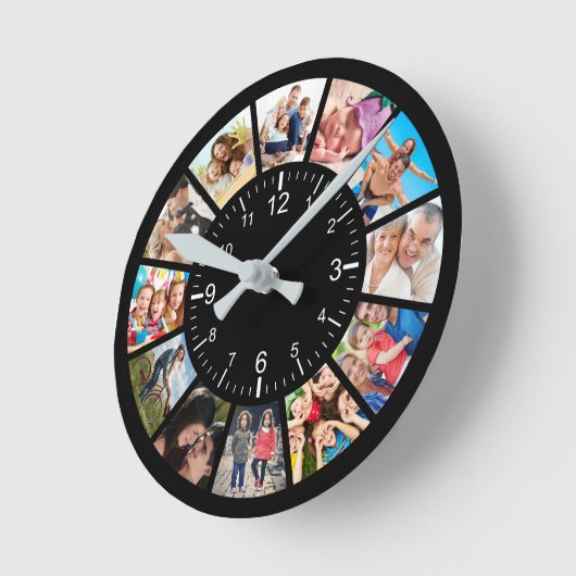 Creëer Uw eigen aangepaste 12 fotocollage-reeks Ronde Klok (Hoek)