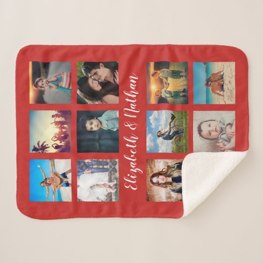 Creëer Uw eigen aangepaste 12 fotocollage-reeks Sherpa Deken (Voorkant (horizontaal))
