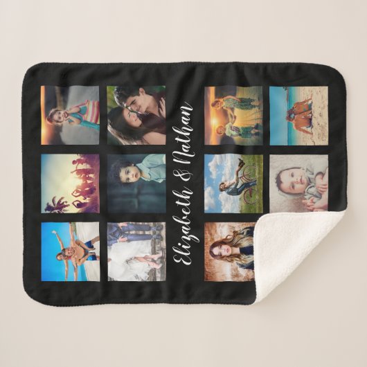 Creëer Uw eigen aangepaste 12 fotocollage-reeks Sherpa Deken (Voorkant (horizontaal))