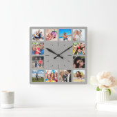 Creëer Uw eigen aangepaste 12 fotocollage-reeks Vierkante Klok (Huis)