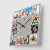Creëer Uw eigen aangepaste 12 fotocollage-reeks Vierkante Klok (Hoek)
