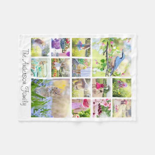 Creëer Uw eigen Aangepaste 14 Foto Collage Familie Fleece Deken (Voorkant (Horizontaal))