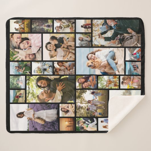 Creëer Uw Eigen Aangepaste 28 Fotocollage Sherpa Deken (Voorkant (horizontaal))