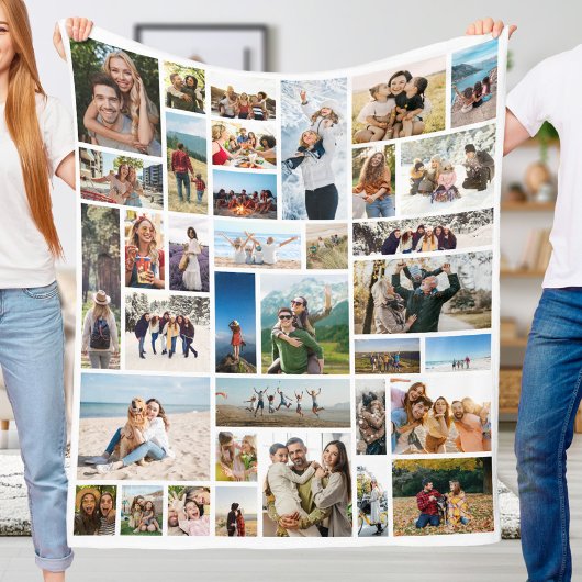 Creëer Uw Eigen Aangepaste 36 Fotocollage Fleece Deken