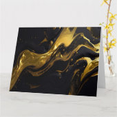 Creëer Uw Eigen Aangepaste Abstract Zwart & Goud Kaart (Gele Bloem)