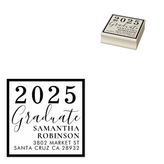 Creëer Uw eigen aangepaste Afstuderen retouradres Rubberstempel (Gestempeld)