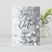 Creëer Uw eigen aangepaste B&W Ombre Bokeh Save The Date (Staand voorkant)