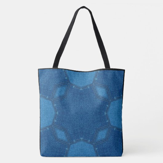 Creëer uw eigen aangepaste blauw Denim Jean Tote Bag (Achterkant)