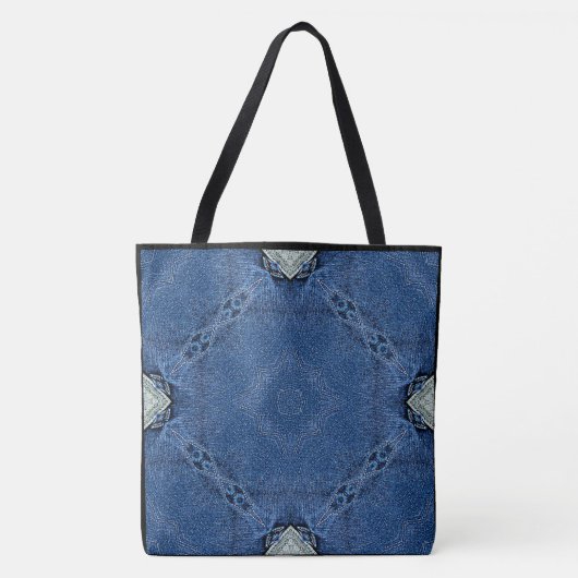 Creëer Uw eigen aangepaste blauw Denim Print Tote Bag (Voorkant)