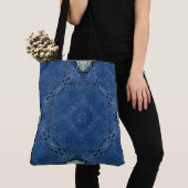 Creëer Uw eigen aangepaste blauw Denim Print Tote Bag (Dichtbij)