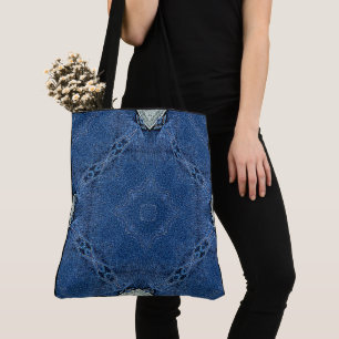 Creëer Uw eigen aangepaste blauw Denim Print Tote Bag