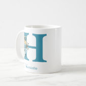 Creëer uw eigen aangepaste blauwe minimalistische  koffiemok (Voorkant links)