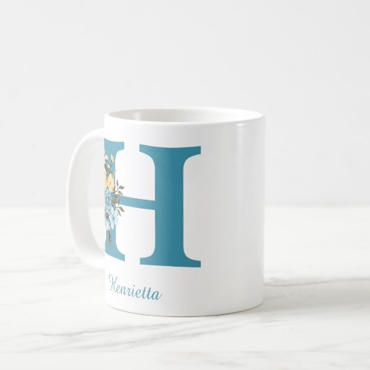 Creëer uw eigen aangepaste blauwe minimalistische  koffiemok (Voorkant links)