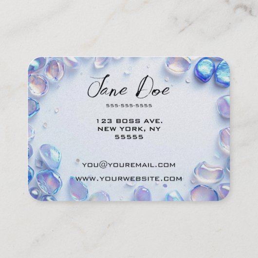 Creëer uw eigen aangepaste blauwe opaalstenen visitekaartje (Achterkant)