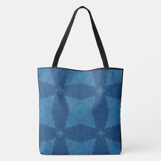 Creëer uw eigen aangepaste Blue Pattern Retro Tote Bag (Achterkant)