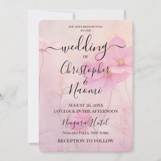 Creëer uw eigen aangepaste delicate roze wilde blo kaart (Voorkant)