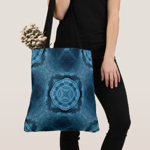 Creëer Uw eigen aangepaste Denim Blue Patch Print Tote Bag