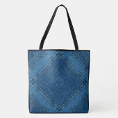 Creëer Uw eigen aangepaste diamantblauw Denim Prin Tote Bag (Voorkant)