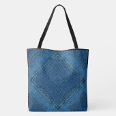 Creëer Uw eigen aangepaste diamantblauw Denim Prin Tote Bag (Achterkant)