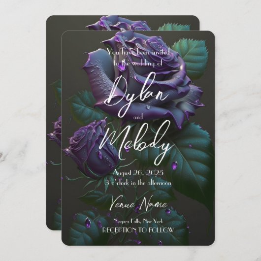 Creëer Uw Eigen Aangepaste Diepe Paarse Rozen Kaart (Voorkant / Achterkant)