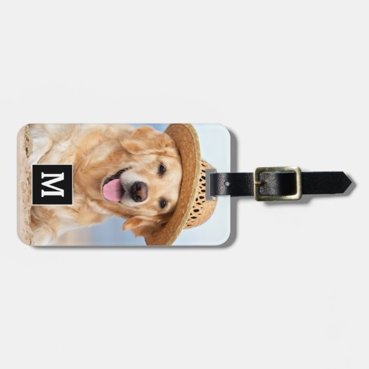 Creëer uw eigen aangepaste eenvoudige fotomonogram bagagelabel (Voorkant horizontaal)