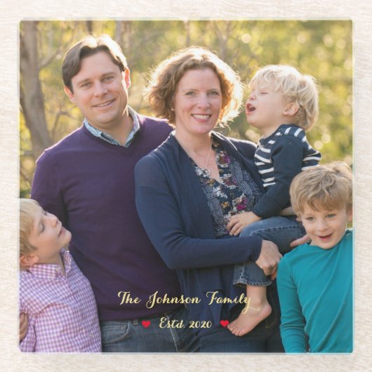 Creëer uw eigen aangepaste familie foto glas Onder Glazen Onderzetter (Voorkant)
