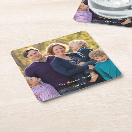 Creëer uw eigen aangepaste familie fotopapier Onde Kartonnen Onderzetters (Schuin)